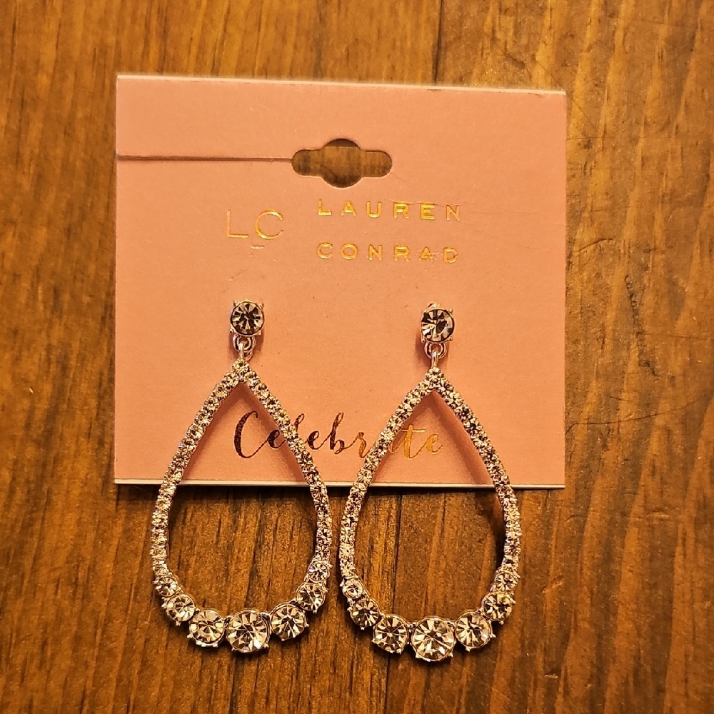 LC Lauren Conrad Silver Teardrop Earrings